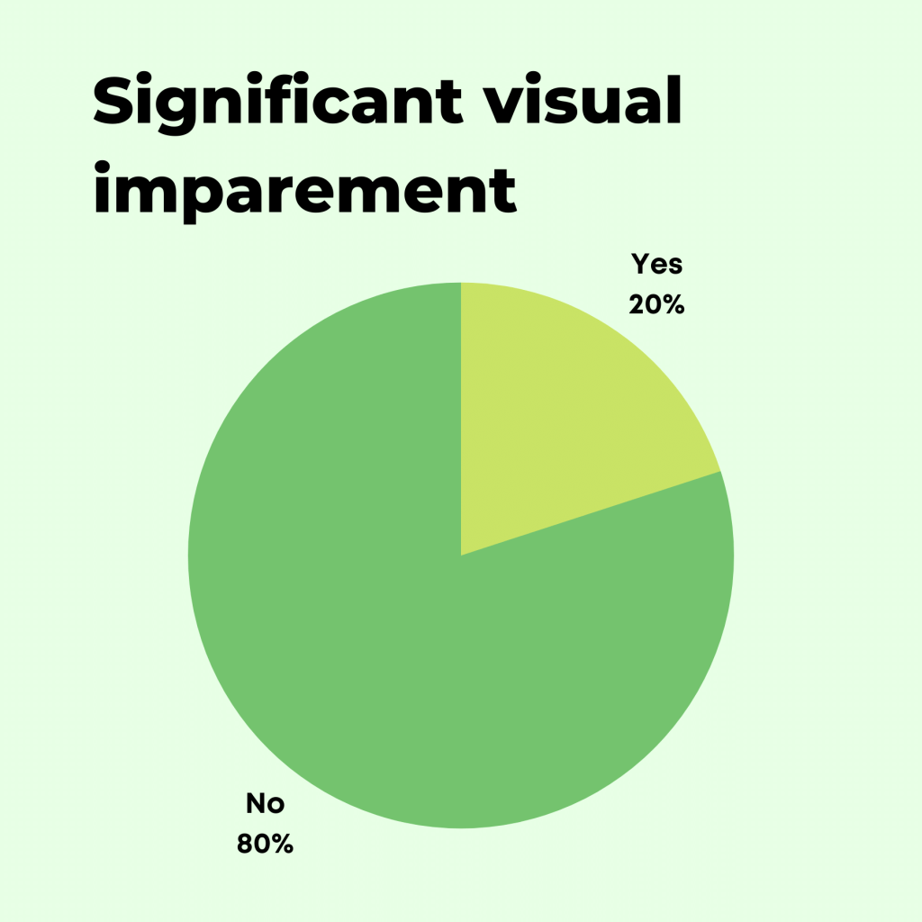 Target Market demographic data visualization 5: Significant visual impairment, 80% No, 20% Yes