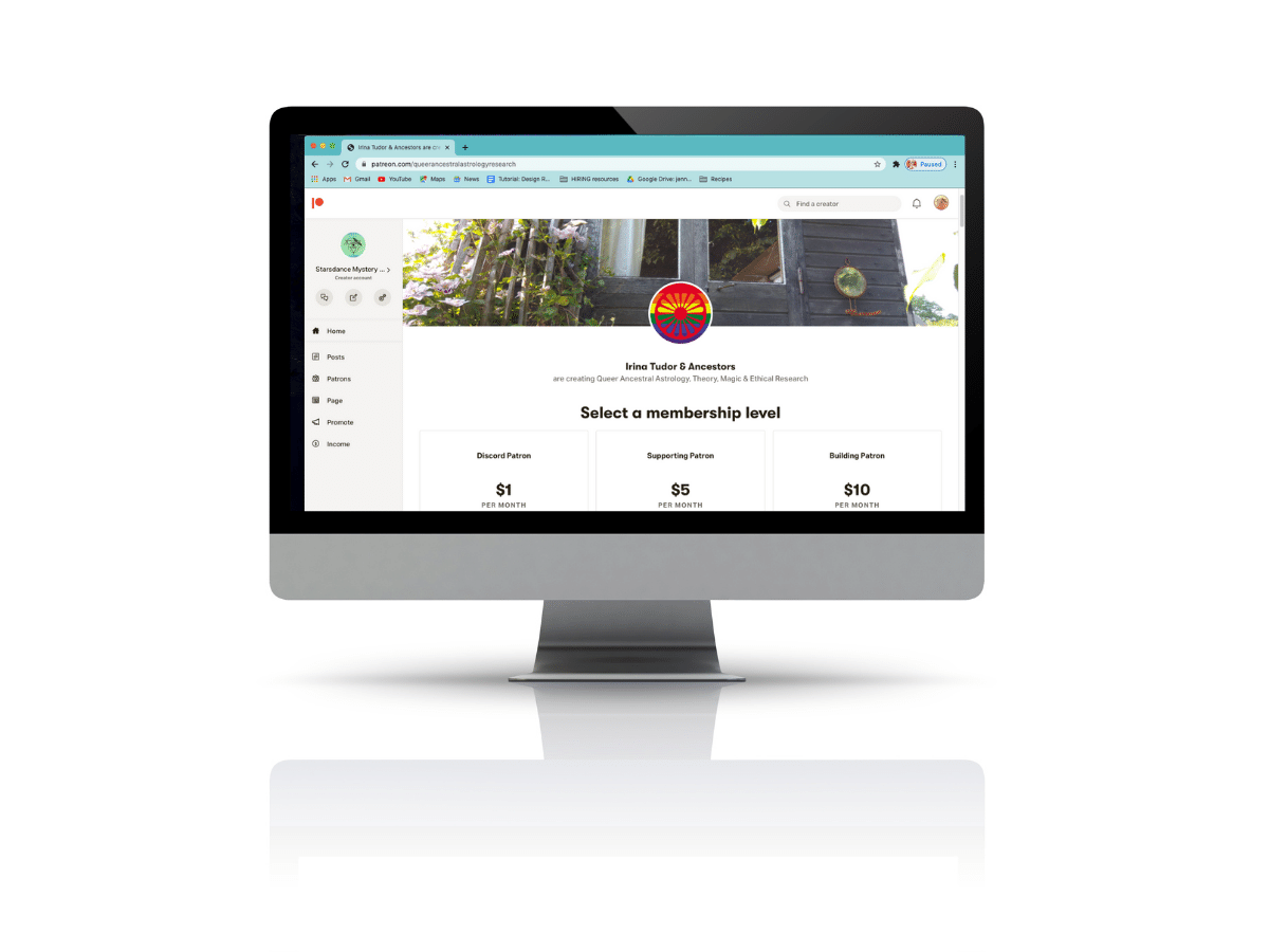 Mock up of Irina Tudor & Ancestors homepage on a large desktop monitor