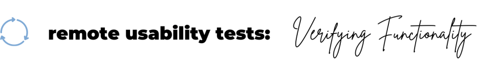 Header text: remote usability tests - verifying functionality